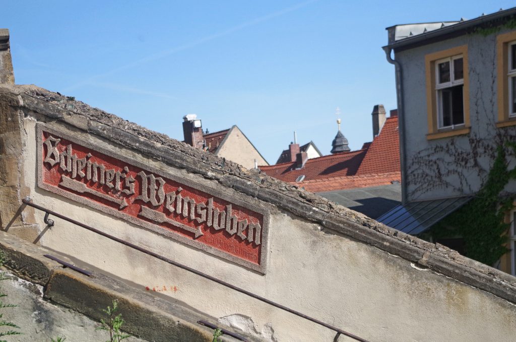 Scheiners Weinstuben Sign in the Old City, Bamberg