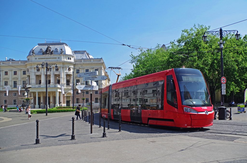 Streetcar near the Slovak National Theatre, Bratislava