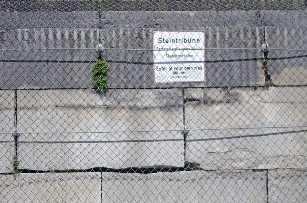 Warning sign at the Zeppelinfield