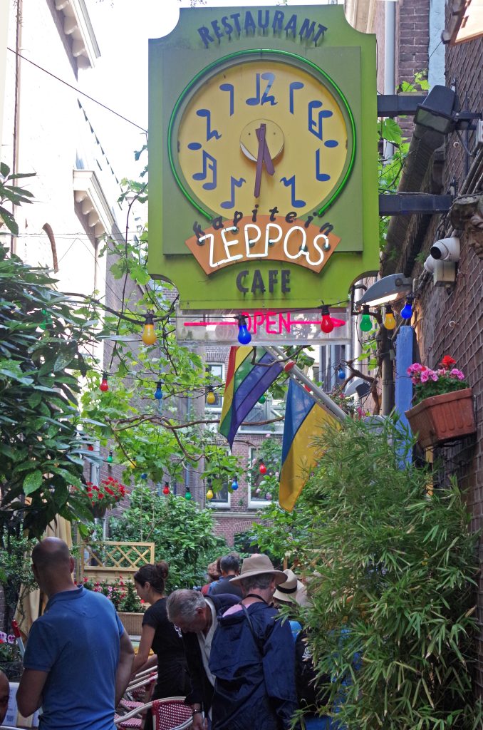 An alleyway clock in Amsterdam