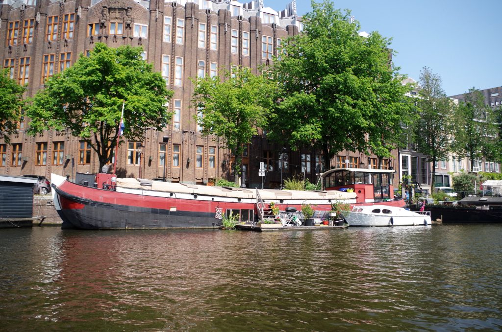 A houseboat along a canal, Amsterdam